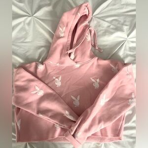 Playboy x Missguided Pink cropped hoodie